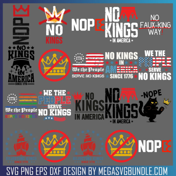 No Kings in America svg bundle, Patriotic Democracy svg, Anti Trump svg