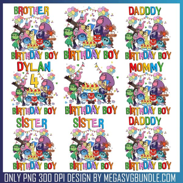 Inside out birthday png bundle, inside out characters png, happy birthday png
