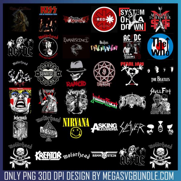 Halftone png Bundle, heavy metal rock group png, iron maiden png