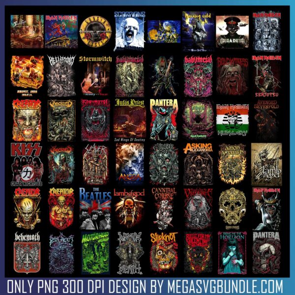 Halftone png Bundle, heavy metal rock group png, iron maiden png