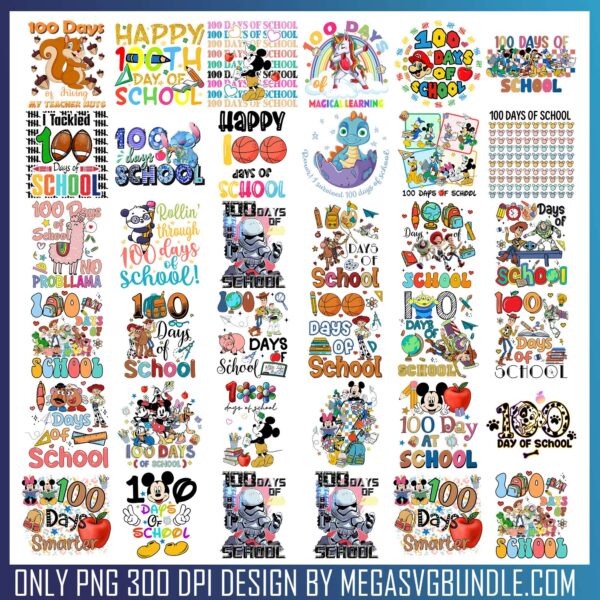 100 Days of School Stuff Png Bundle, school spirits​​ png, magic school​ png