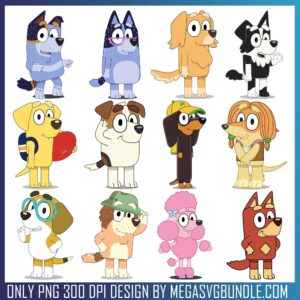 Bluey and friends design PNG Bundle