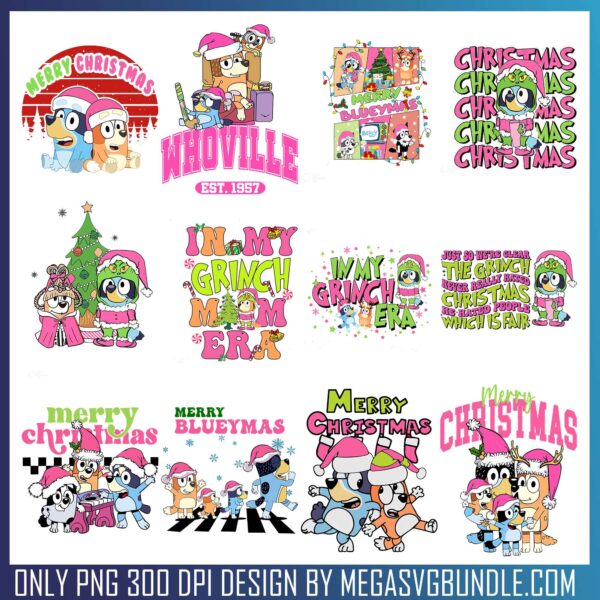Merry blueymas PNG Bundle, bluey costume​ png, merry christmas images png
