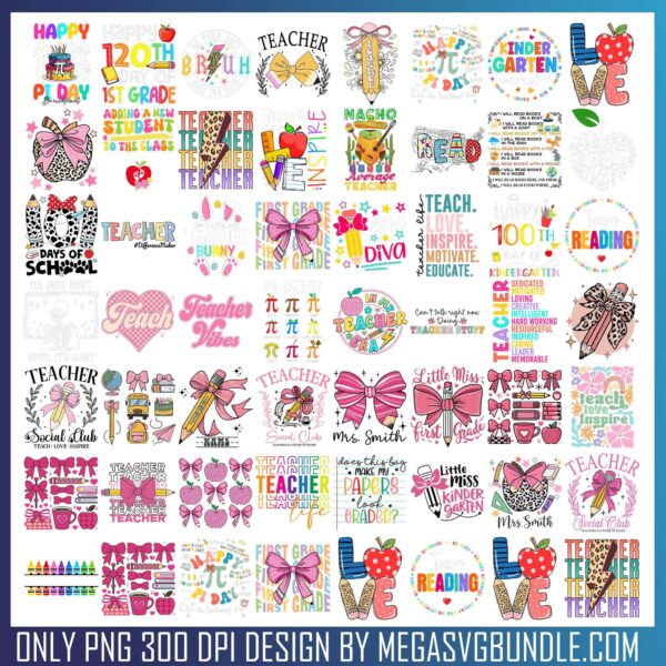 Teacher life png bundle, us teacher appreciation day 2025​ png, school days png