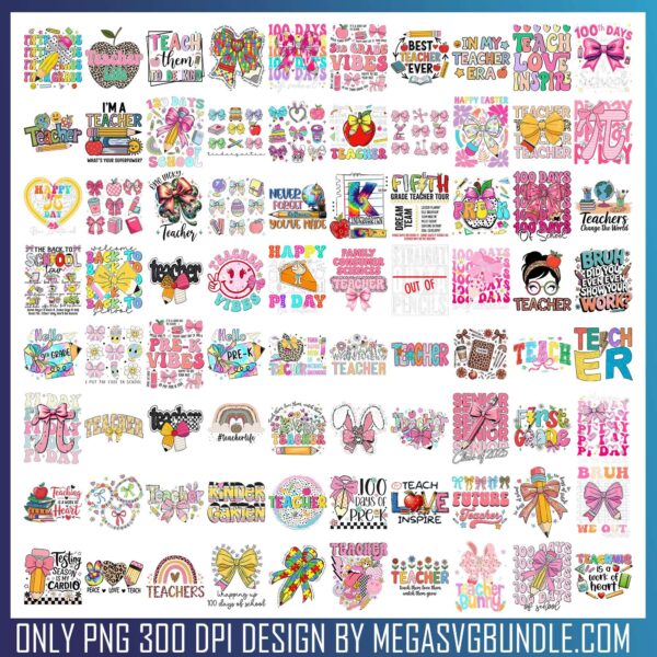 Teacher life png bundle, us teacher appreciation day 2025​ png, school days png