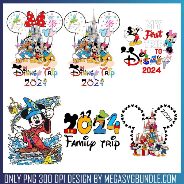 2024 family trip png bundle, disney plus png, disney world tour png