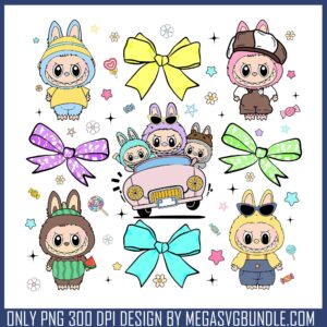 Cute bowtie labubu png, labubu popmart​ png, popmart labubu​ png