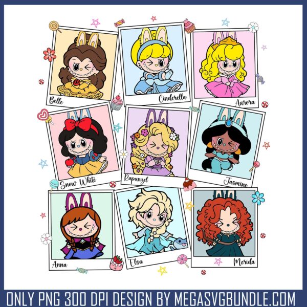 Disney princess labubu png, labubu clothes​ png, disney princess png
