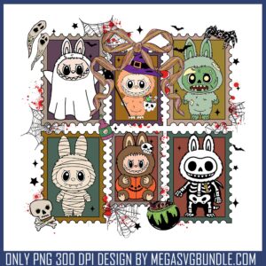 Halloween labubu card png, happy halloween​ png, labubu clothes​ png
