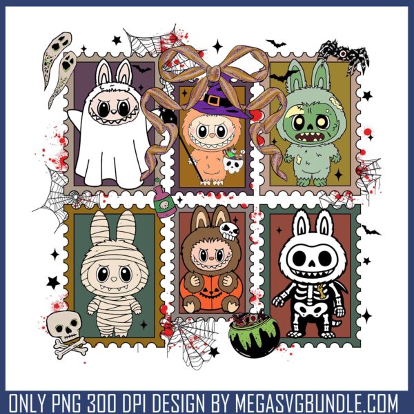 Halloween labubu card png, happy halloween​ png, labubu clothes​ png