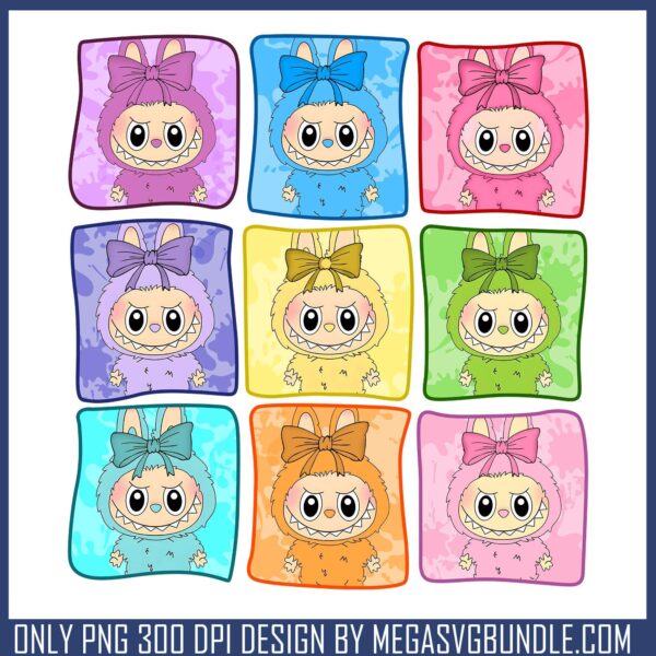 Labubu colorful bowtie png, labubu drawing​ png, labubu outfits​ png