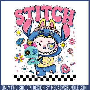 Labubu stitch costume png, lilo and stitch png, labubu doll png