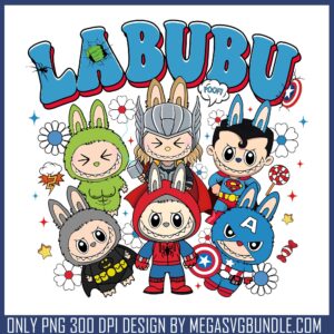 Labubu superhero png, labubu plush​ png, dc superhero png