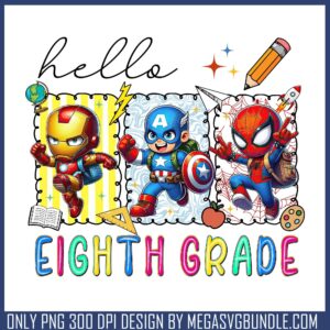 Superhero hello eigth grade png, high school png, marvel superhero png