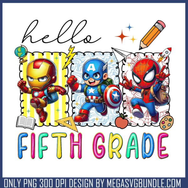 Superhero hello fifth grade png, fifth grade png, marvel superhero png