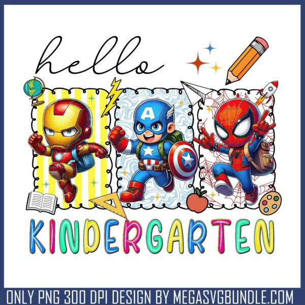 Superhero hello kindergarten png, kindergarten png, marvel superhero png