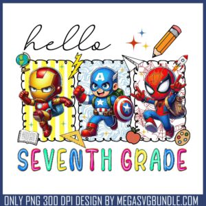 Superhero hello seventh grade png, high school png, marvel superhero png