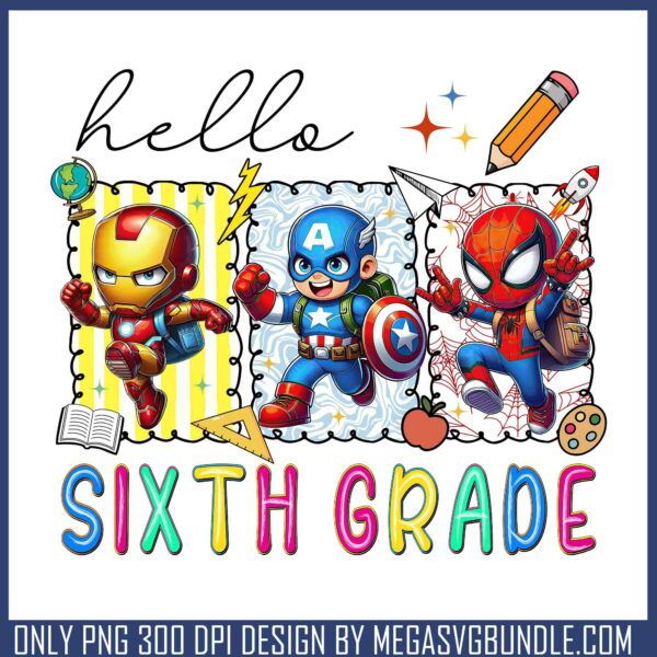 Superhero hello sixth grade png, high school png, marvel superhero png