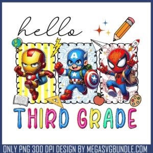 Superhero hello third grade png, third grade png, marvel superhero png