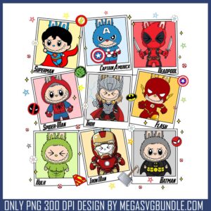 Superhero labubu png, labubu original​ png, superheroes png
