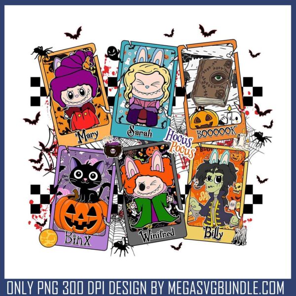 Hocus pocus card labubu png, hocus pocus 3​ png, labubu toy png