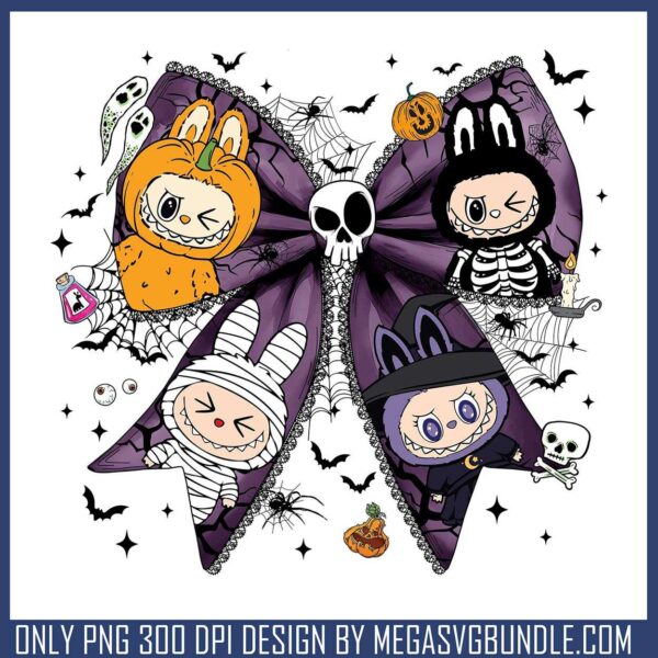 Labubu dark theme bow png, labubu art​ png, halloween kills png