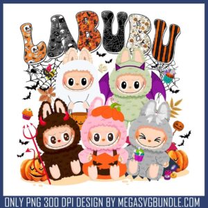 Labubu evil halloween png, zimomo labubu​ png, halloween costume png