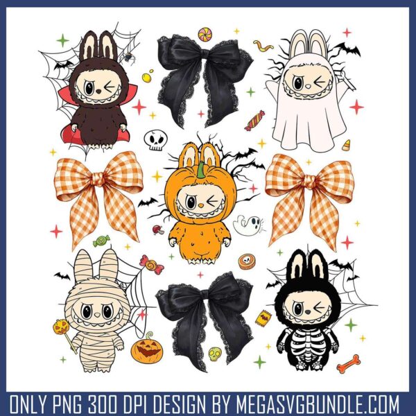 Labubu halloween bow art png, labubu doll png, spirit halloween png