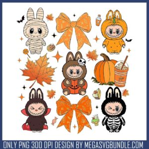 Labubu halloween bow png, halloween store​ png, labubu doll png