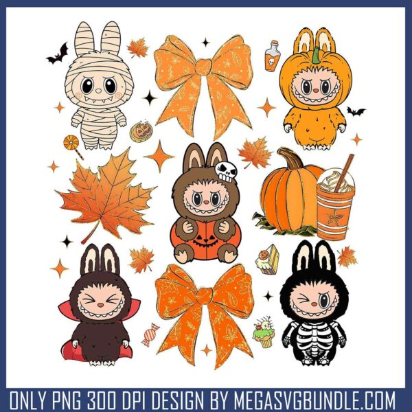 Labubu halloween bow png, halloween store​ png, labubu doll png