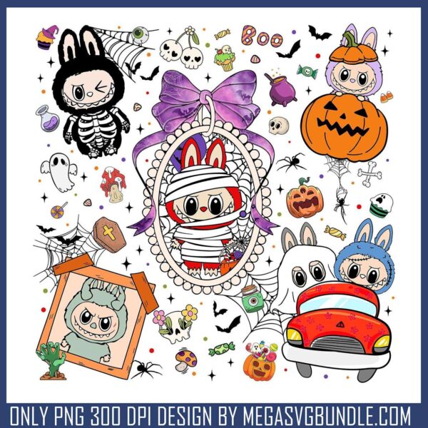 Labubu halloween set png, halloween movies​ png, labubu blind box png