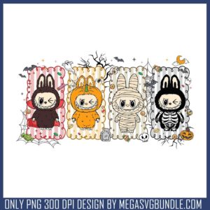 Labubu halloween squad png, all hallows eve​ png, labubu secret​ png