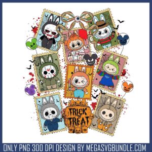 Labubu killers cards png, halloween kills png, labubu popmart png