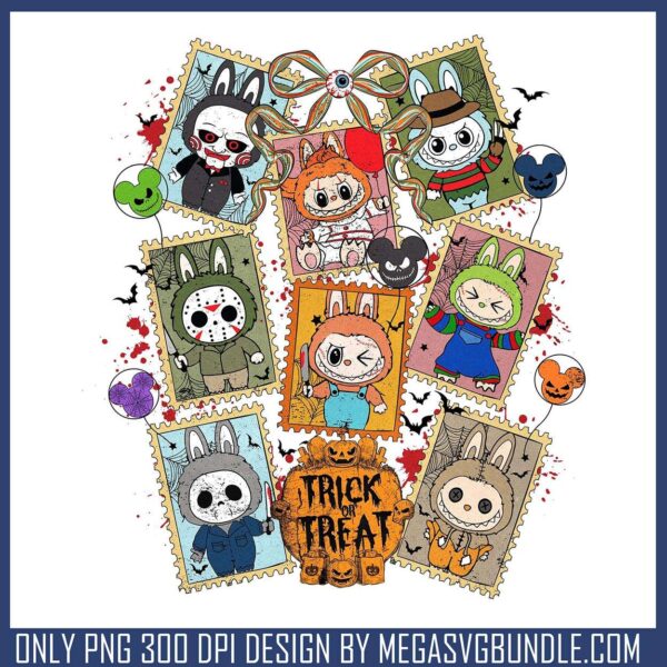 Labubu killers cards png, halloween kills png, labubu popmart png