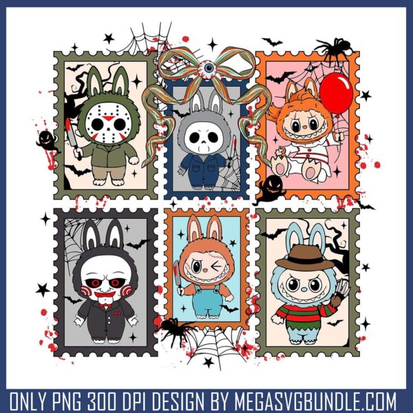 Labubu killers squad png, horror movie png, labubu popmart png