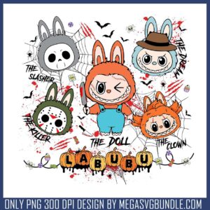 Labubu killers team png, labubu names​ png, horror characters​ png