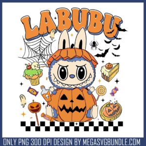 Labubu pumpkin body png, labubu popmart png, halloween pumpkin png
