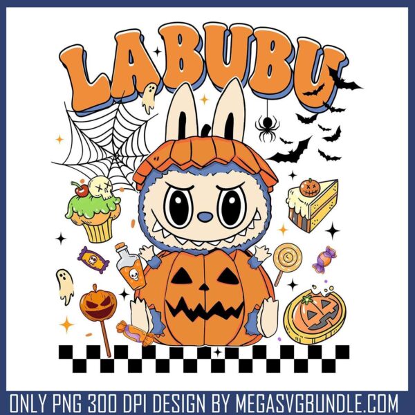 Labubu pumpkin body png, labubu popmart png, halloween pumpkin png