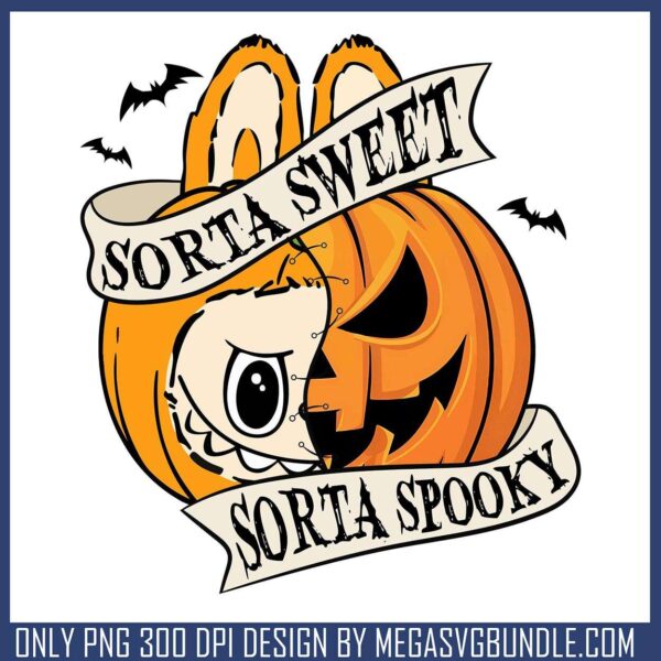 Labubu sorta spooky png, halloween spirit​ png, labubu plush png