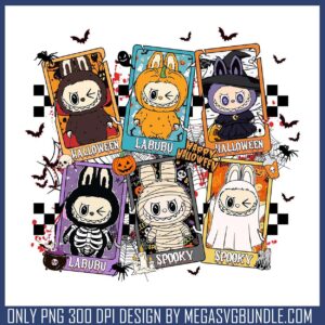 Labubu spooky card png, secret labubu​ png, happy halloween​ png