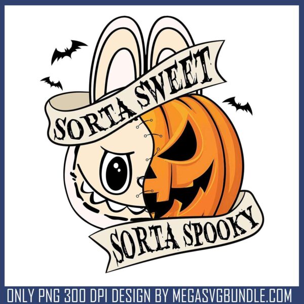 Labubu white sorta spooky png, spirit halloween​ png, labubu popmart png