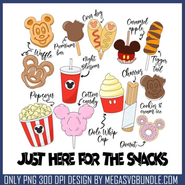 Mickey snacks collection png, disney world png, mickey mouse png