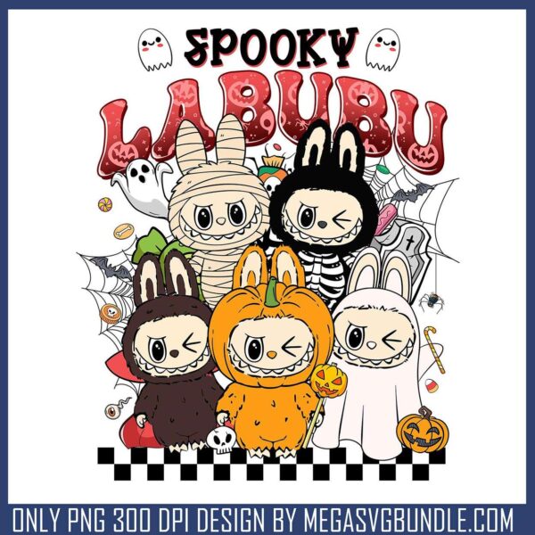 Spooky halloween labubu png, labubu box png, halloween costumes​ png