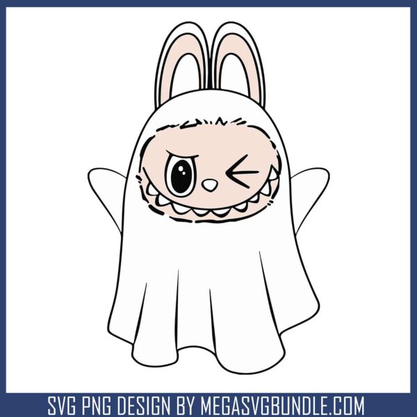 Labubu cute ghost svg, labubu blind box​ svg, ghost costume​ svg