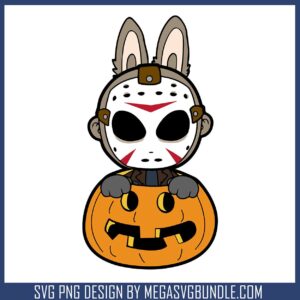 Labubu jason voorhees pumpkin svg, halloween pumpkin svg, labubu doll svg