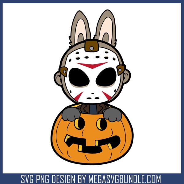 Labubu jason voorhees pumpkin svg, halloween pumpkin svg, labubu doll svg