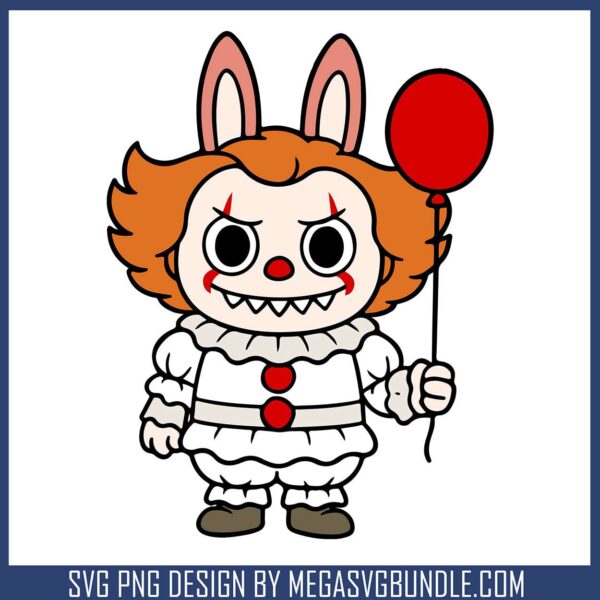 Labubu pennywise art svg, halloween spirit​ svg, labubu box​ svg