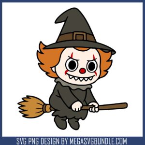 Labubu pennywise witch svg, halloween movie​ svg, labubu popmart​ svg