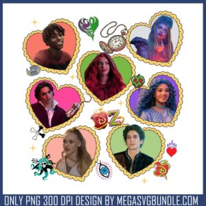 Dz members heart design png, descendants movies​ png, disney plus png