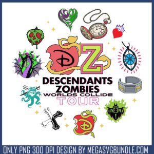 Dz worlds collide tour logo png, descendants disney​​ png, disney plus png